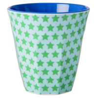 Blue  Green Star print two tone melamine cup by Rice DK